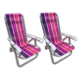 2 Reposera Silla Aluminio 4 Posiciones Playa Reclinable 