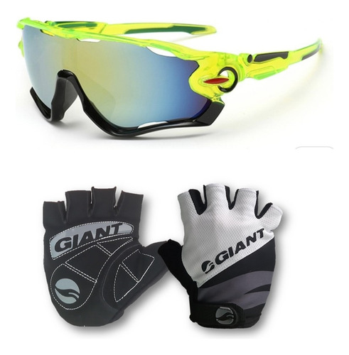 Guantes Cortos + Anteojos Lentes Ciclismo