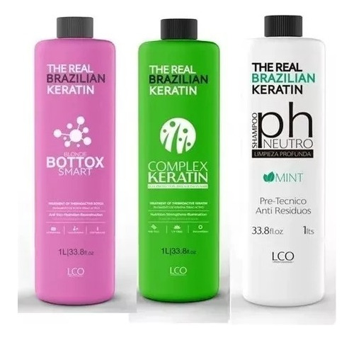 Combo 2 Alisados The Real Brazilian + 1 Shampoo Neutro X1lt