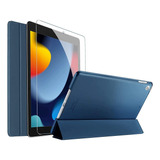 Funda Y Vidrio Templado iPad 10.2 9na 8va 7ma Gen Azul Mar