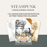 Colorear Para Adultos - Laminas Steampunk Editable Pdf Y Png