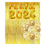Kit Decoracao Reveillon 2024 Ano Novo 2 Cortina Balao Feliz