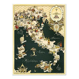 Mapa Gastronómico De Italia - 1949 - 24 X32 