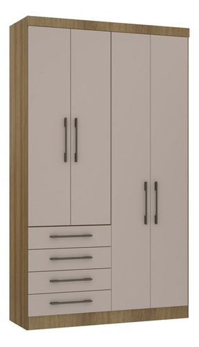 Guarda Roupa Modulado Eucamoveis Paris 4 Portas 4 Gavetas Cor Avela/cinammon