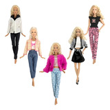 Lindo Kit Com 5 Roupas E 5 Sapatos Para A Boneca Barbie 