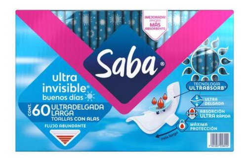 Toallas Femeninas Saba Ultra Invisible 60 Unds