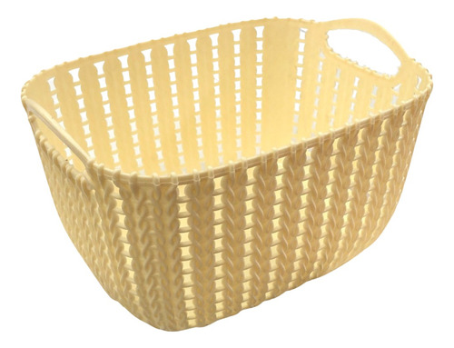 Canasto Organizador Plastico Rattan Mini Gris Blanco Deco