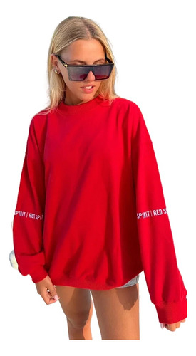 Buzo Oversize Mujer Aesthetic Bomba Algodon Rojo Hot