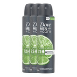 Kit 3 Desodorante Dove Men+care Limão + Sálvia 72h 150ml