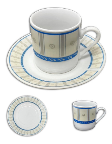 Juego Tazas Para Café Con Platos Porcelana Decorada X6 Unds