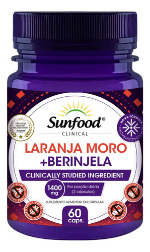 Laranja Moro + Berinjela 1400mg 60caps Sunfood Sabor Without Flavor