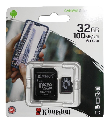 Memoria Kingston Canvas 32gb Clase 10 100mb/s