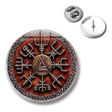 Broche Insignia Hombre Y Mujer Pin Vegvisir Brujula Vikinga