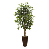 5924 - Árbol Ficus Con Macetero De Bambú, 5.5 Pies, Color Ve