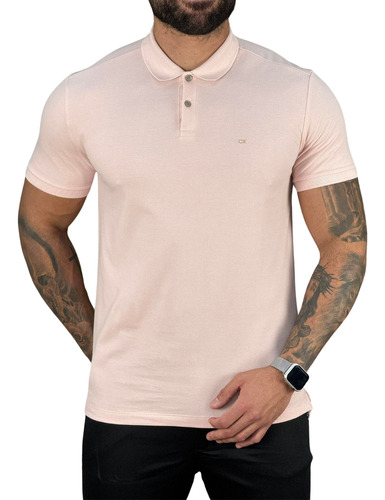 Camisa Polo Rosa Masculina Calvin Klein 2024