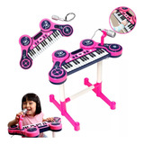  Piano Teclado Brinquedo Infantil Musical Bateria Microfone