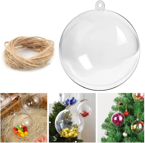 Esfera Acrílico Para Rellenar Y Decorar Navidad 10cm