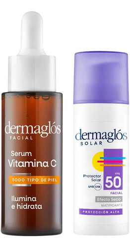 Kit Facial Dermaglós Serum Vitamina C + Protector Fps 50