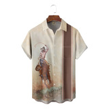 Camisa Hawaiana Unisex De Vaquero Occidental, Camisa De Play