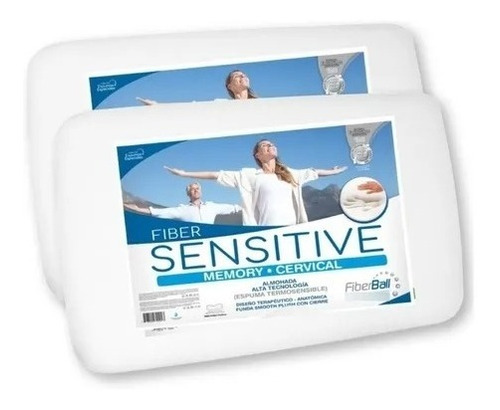 Combo Almohada Sensitive Cervical X2 Viscoelasticas C/funda