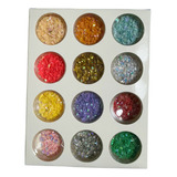 Pack X 6 - Set 12 Glitters Para Uñas En Forma Redondo