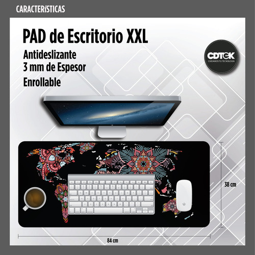 Pad Grande Xl 84x38cm Gamer Oficina Mouse Y Teclado