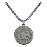 Medalla De San Benito + Cadena 50cm