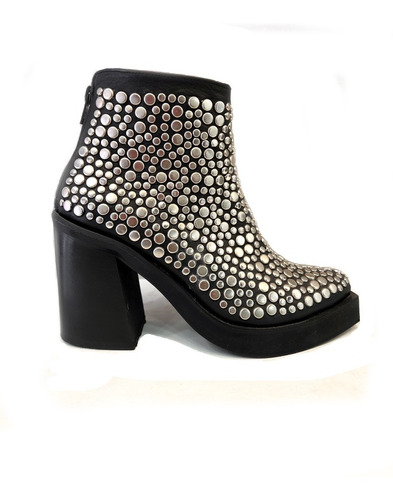 Botas Mujer Botinetas Fiesta Tachas Cuero Irresistible  Cira