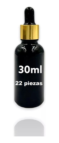 20 Goteros Vidrio 30ml Envase Negro Con Tapa Dorada