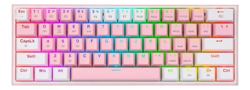 Teclado Gamer Redragon Fizz Pro K616-rgb Qwerty Red Inglés Us Color Rosa Y Blanco Con Luz Rgb