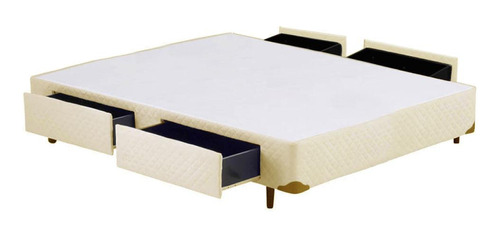 Cama Box Casal Antigo Universal 4 Gavetas Bege - 128x188