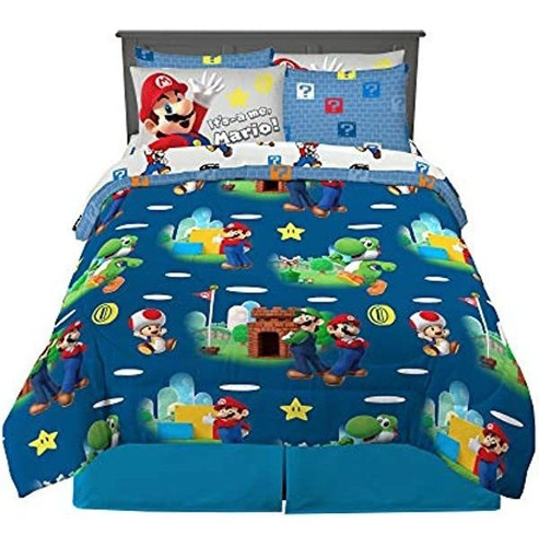 Juego Edredón Sabanas Funda Almohada Matrimonial Mario :)