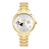 Relógio Feminino Dourado Condor Coleção Disney Mickey Minnie