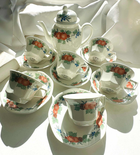 Juego De Té Tetera Tazas Porcelana Inglesa Adams - Mikapao