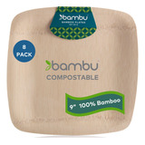 Bambu, Platos Cuadrados De Bambú Desechables Veneerware, Vaj