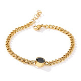 Pulsera Cubana Mujer Piedra Oro Laminado 18k Acero Inox