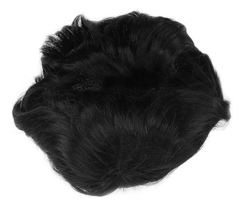 Peluca De Pelo Negro Corta Para Hombre, Textura Natural, Bue