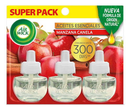 Airwick Recarga Desodorante Electrico Manzana Canela 3 Unid