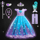Vestido De Princesa Ariel Con Luces Led Para Niñas