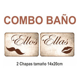 Combo Baño Carteles Chapa Vintage 14x20cm X 2 Unid