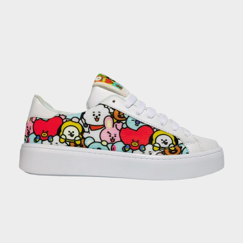 Tenis Urbano Bt21 Tema Blanco Deportivo Moda Personajes Pop