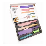 Set De Cuchillos De Colores Para Cocina + Tabla De Corte