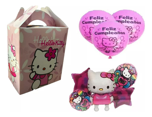 Kit Globos 30 Cajas Dulceras Kitty Fiesta Kuromi Niña Sanrio