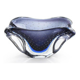 Centro De Mesa Mini Em Cristal Murano Azul São Marcos 22,5cm