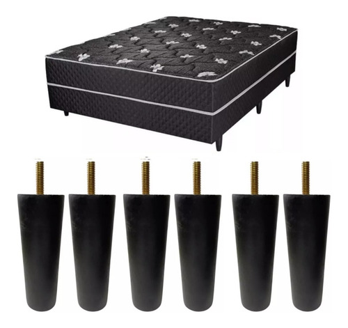 Kit De Pé Cama Box Casal Baú - 6 Peças 20cm Madeira 