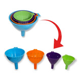 Pack 4 Pzas Embudo De Plástico Multiusos Cocina Recipiente