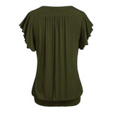 Blusa J Para Mujer, Talla Grande, Cuello En V, Manga Corta,