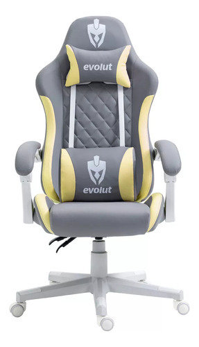 Cadeira Gamer Evolut Prism Eg910 Cinza/amarelo Material Do Estofamento Couro Sintético