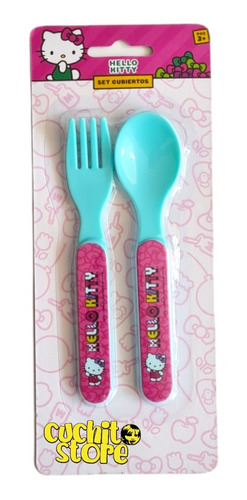 Set Cubiertos Hello Kitty Tenedor Cuchara Bebe Niña Servicio