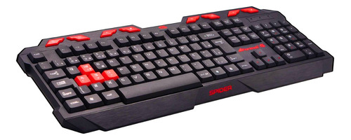 Teclado Preto/vermelho Spider Qwerty Cor Ptbr Barato Pc Usb